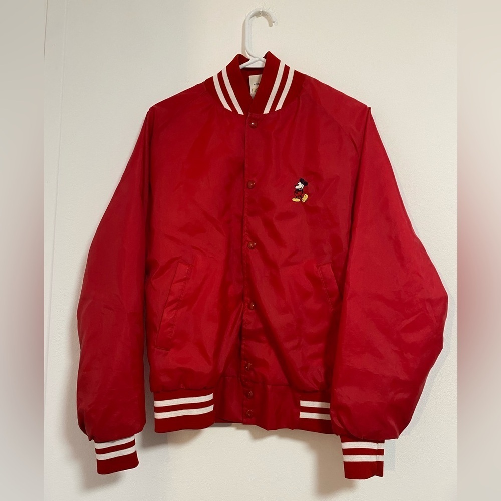 Original vintage 1980 Disney MickeyRed Bomber Jacket with Embroidered Character
